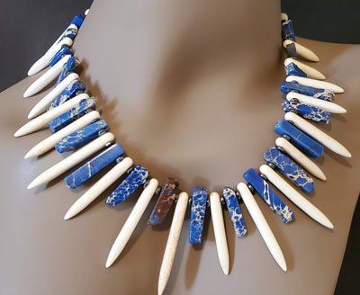 Howlite Spikes and Imperial jasper necklace
