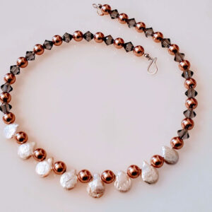 Swarovski Black Diamond Crystals and Pearls Necklace