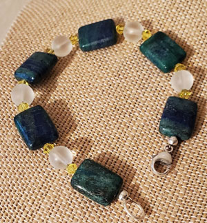 Azurite and crystals bracelet