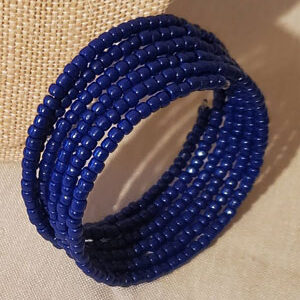 Blue wire wrap bracelet