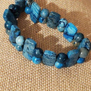 Naturally Blue Agate Stretch Bracelet