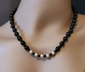 Black and Stainless Steel  Necklace